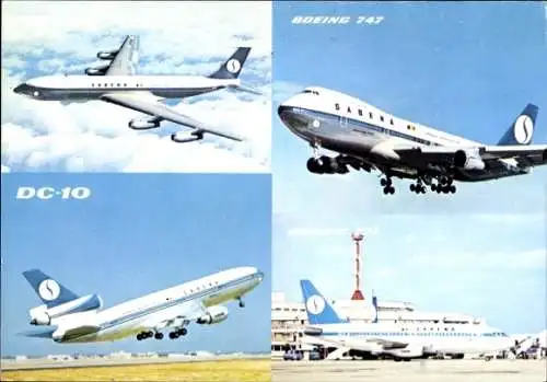 Ak Douglas DC 10, Boeing 747, Boeing 737, Passagierflugzeuge, Belgische Fluggesellschaft Sabena