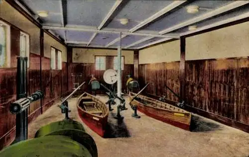 Ak Passagierschiff Ile de France, CGT, Sportraum, Mechanotherapie, Rudermaschinen