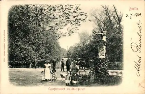 Ak Berlin Tiergarten, Goldfischteich im Tiergarten