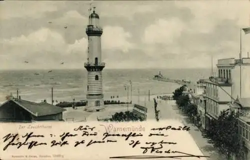 Ak Ostseebad Warnemünde Rostock, Leuchtturm