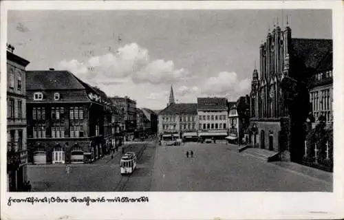 Ak Frankfurt an der Oder, Markt, Rathaus, Straßenbahn