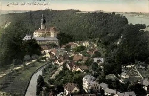 Ak Weesenstein im Müglitztal Sachsen, Gesamtansicht, Schloss Weesenstein