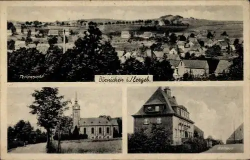 Ak Börnichen im Erzgebirge, Teilansicht, Kirche, Rathaus