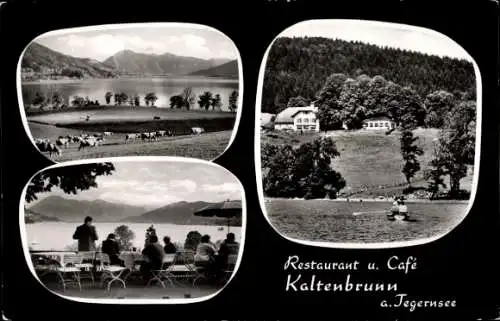 Ak Kaltenbrunn Gmund am Tegernsee Oberbayern, Restaurant und Café, Terrasse, Aussicht