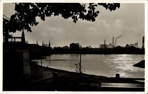 Ak Kehl am Rhein, Stadtpanorama, Abendstimmung