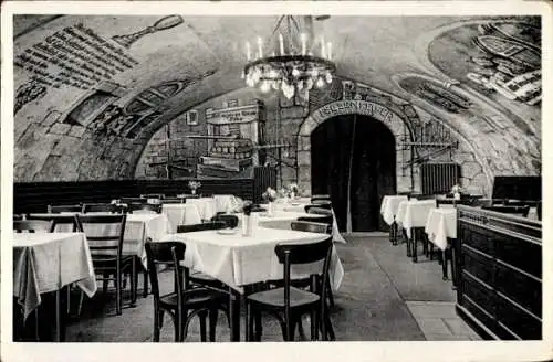 Ak Rüdesheim am Rhein Hessen, Gasthaus zum Felsenkeller, Inhaber Gebr. Rölz, Oberstraße