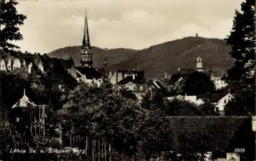 Ak Löbau in Sachsen, Teilansicht, Löbauer Berg, Kirchturm