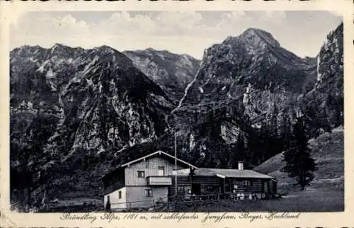 Ak Bergen im Chiemgau in Oberbayern, Hochfelln, Bründling Alpe, mit schlafender Jungfrau