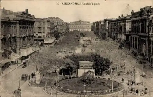 Ak Alexandria Ägypten, Konsulplatz