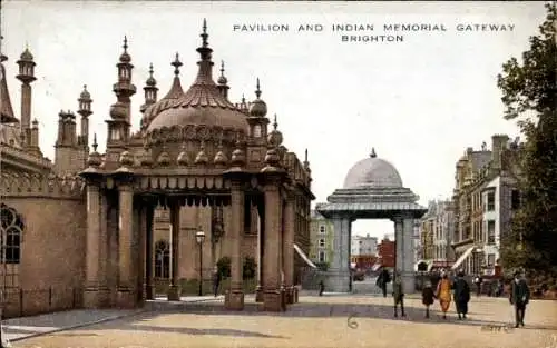 Ak Brighton und Hove East Sussex England, Pavillon, Indian Memorial Gateway