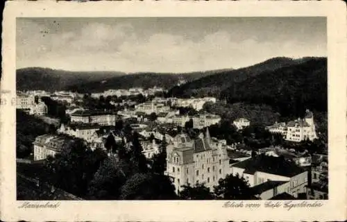 Ak Mariánské Lázně Marienbad Region Karlsbad, Blick vom Café Egerländer