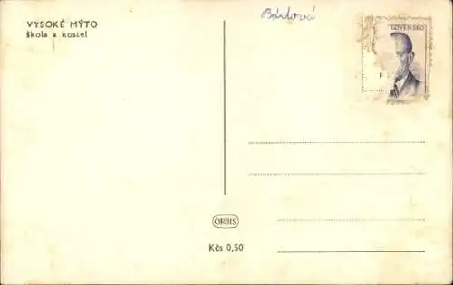 Ak Vysoké Mýto Hohenmaut Hohenmauth Region Pardubice, Skola a kostel