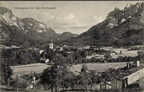 Ak Großgmain Region Salzburg, Blick über den Ort, Panorama