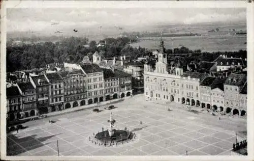 Ak Budweis České Budějovice Südböhmen Tschechien, Marktplatz, Brunnen, Rathaus