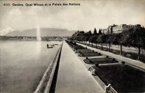 Ak Stadt Genf Schweiz, Quai Wilson, Palais des Nations