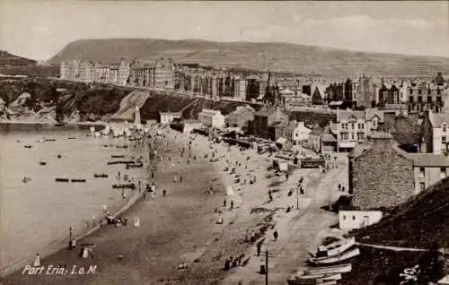 Ak Port Erin, Isle of Man, Gesamtansicht, Strand