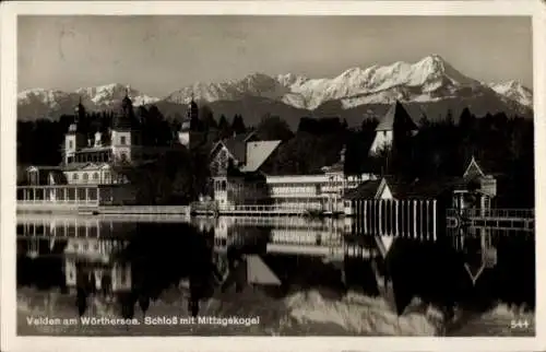 Ak Velden am Wörther See Kärnten, Schloss, Mittagskogel