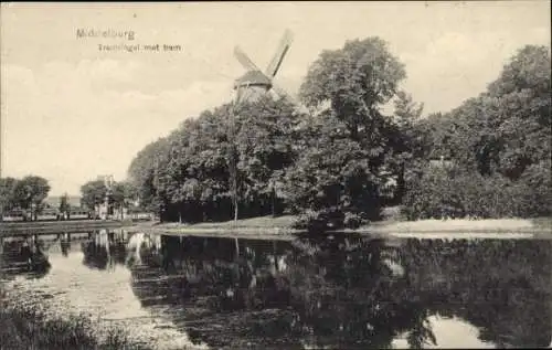 Ak Middelburg Zeeland Niederlande, Tramsingel mit Straßenbahn