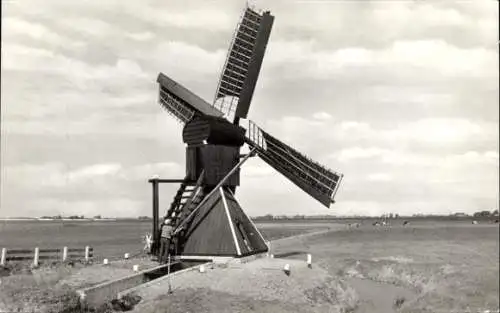 Ak Burgwerd Friesland Niederlande, Poldermolen De Hiemerter Mole