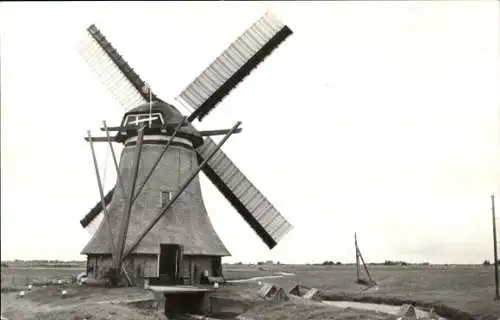 Ak Huins Friesland Niederlande, Poldermolen De Huinsermolen