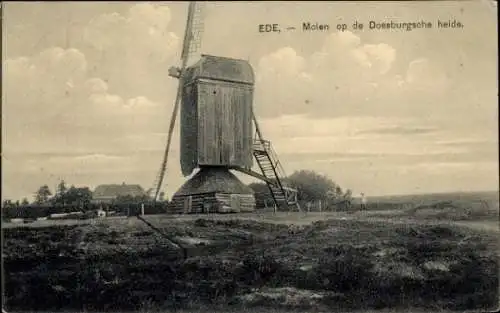 Ak Ede Gelderland Niederlande, Windmühle, Doesburgsche heide