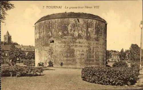 Ak Tournai Wallonia Hennegau, großer Heinrich-VIII.-Turm