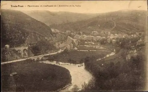 Ak Trois Ponts Trois Ponts Wallonie Lüttich, Panorama