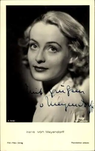 Ak Schauspielerin Irene von Meyendorff, Portrait, Autogramm