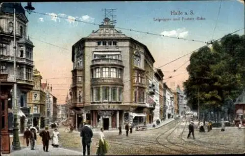 Ak Halle an der Saale, Leipziger Straße Ecke Postraße