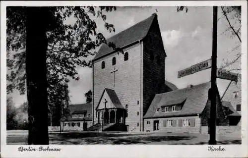 Ak Berlin Reinickendorf Frohnau, Kirche am Zeltinger Platz, Edelhofdamm