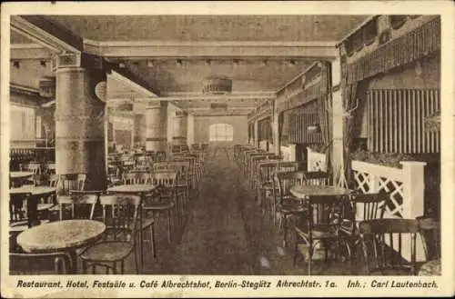 Ak Berlin Steglitz, Restaurant, Hotel, Festsäle u. Café Albrechtshof, Innenansicht, Albrechtstraße 1