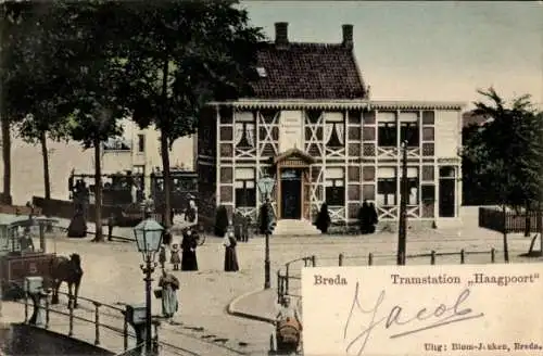 Ak Breda Nordbrabant Niederlande, Straßenbahnhaltestelle Haagpoort