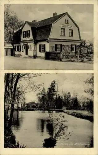 Ak Lüttgenziatz Möckern im Jerichower Land, Gasthof zur grünen Linde, Mühlenteich