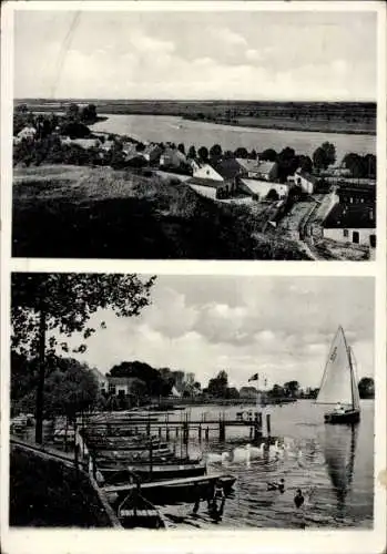 Ak Phöben Werder an der Havel, Panorama, Havelhaus, Bootsanlegestelle