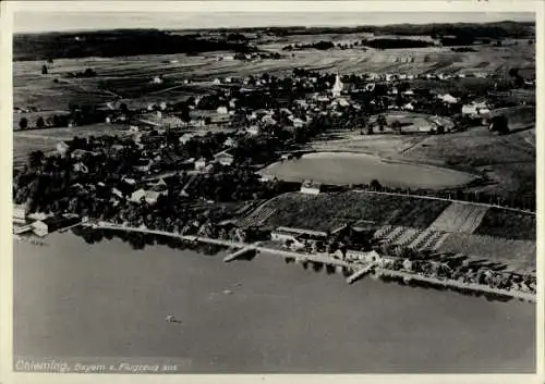 Ak Chieming am Chiemsee Oberbayern, Fliegeraufnahme