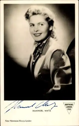Ak Schauspielerin Johanna Hannerl Matz, Portrait, Autogramm
