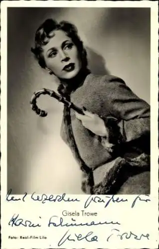 Ak Schauspielerin Gisela Trowe, Portrait, Autogramm