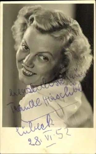 Ak Schauspielerin Traudl Hirschbeck, Portrait, Autogramm