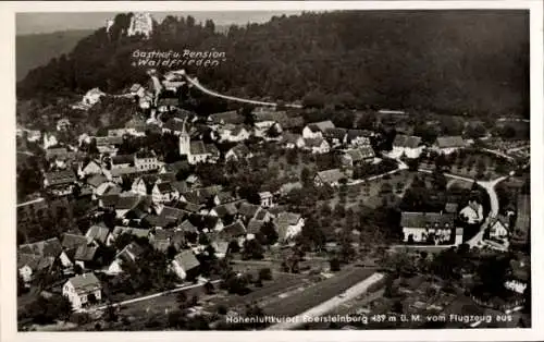 Ak Ebersteinburg Baden Baden am Schwarzwald, Fliegeraufnahme von Ort mit Gasthof Waldfrieden