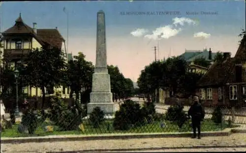 Ak Kaltenweide Elmshorn in Holstein, Moltke Denkmal