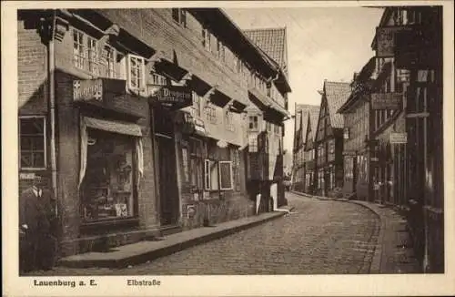 Ak Lauenburg an der Elbe, Elbstraße, Geschäfte, Drogerie