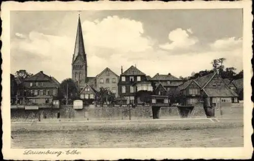 Ak Lauenburg an der Elbe, Teilansicht, Kirche