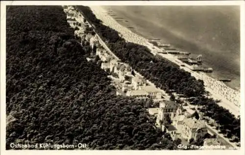 Ak Ostseebad Kühlungsborn, Gesamtansicht Ost, Strand, Fliegeraufnahme