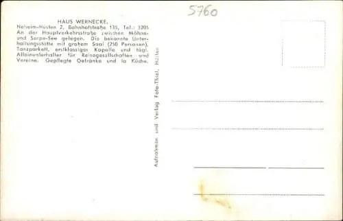 Ak Neheim Hüsten Arnsberg im Sauerland, Haus Wernecke, Bahnhofstraße 135