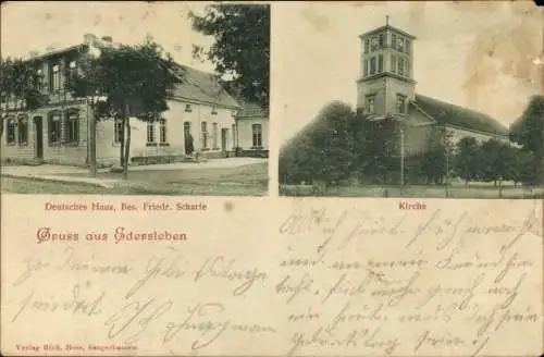 Ak Edersleben an der Helme, Kirche, Deutsches Haus