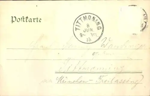 Litho Ilmenau Thüringen, Goethehaus, Kickelhahn, Ortsansicht