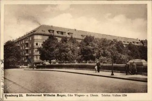 Ak Hamburg Wandsbek Eilbek, Restaurant, Wagnerstraße, Ecke Uferstraße