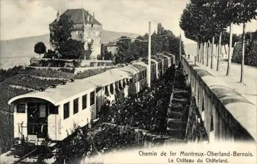 Ak Le Châtelard Montreux Kanton Waadt, Château du Châtelard, Montreux Berner Oberlandbahn