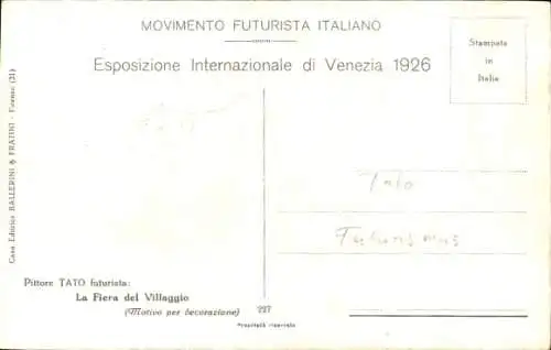 Künstler Ak Tato, La Fiera del Villaggio, Futurismus, Internationale Ausstellung von Venedig 1926