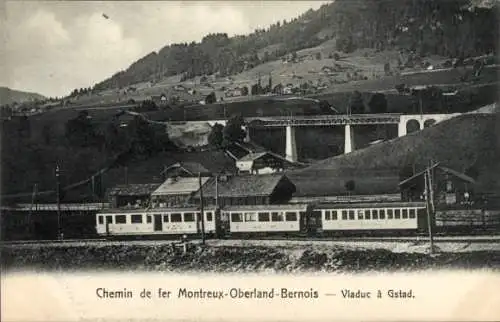 Ak Gstaad Saanen Kanton Bern, Montreux-Oberland-Bernois-Bahn, Viadukt